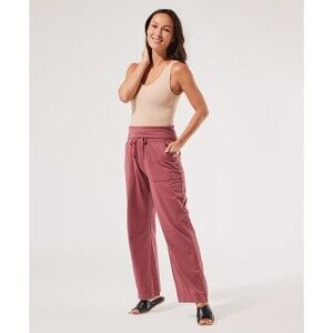 Pact Women's All Ease Foldover Pant Size Large 100% Organic Cotton Marsala Pink